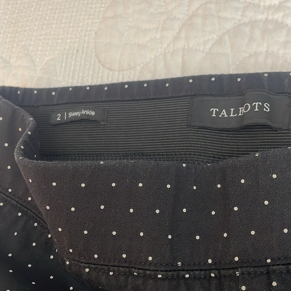 Talbots (2) UEC black and white polka dot skinny Ankle pant, trouser, leggings - Picture 2 of 8